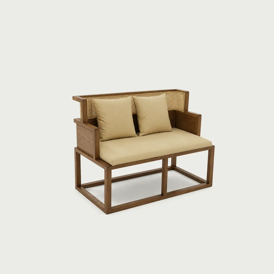 Cane Loveseat with Loose Cushions