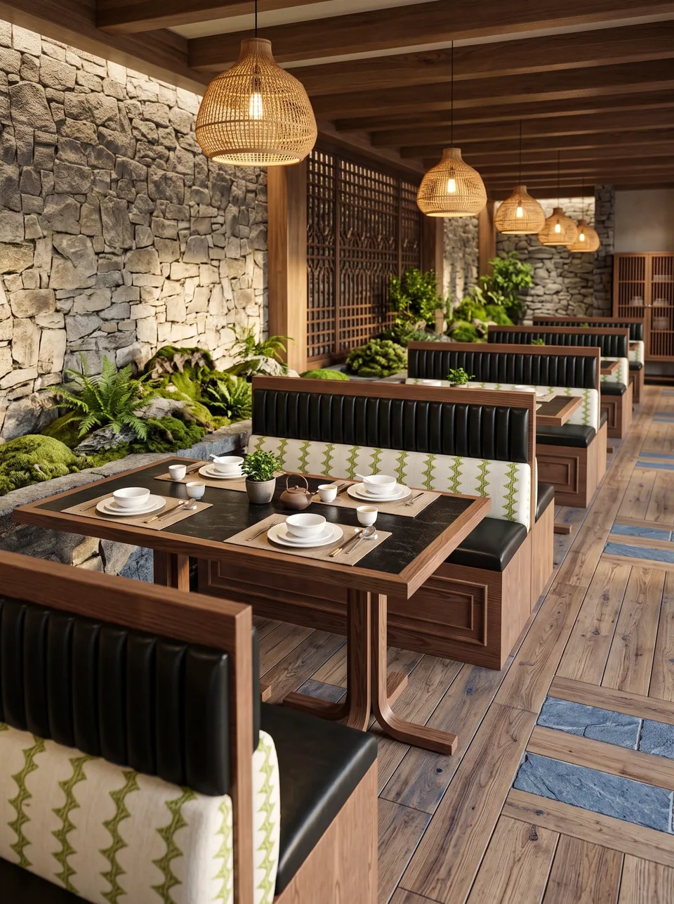 Channel Leather and Leaf Panel Booth Set view 8