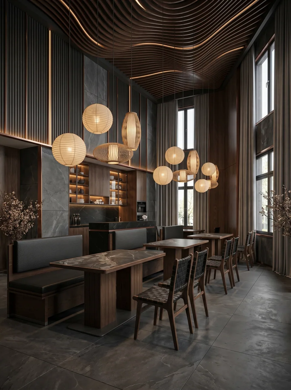 Dark Walnut Leather Booth Set view 2