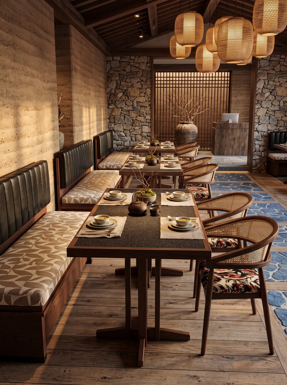 Rattan Armchair and Booth Set