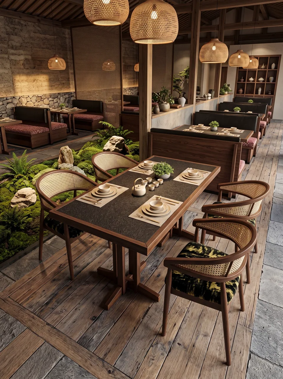 Rattan Armchair and Booth Set view 2