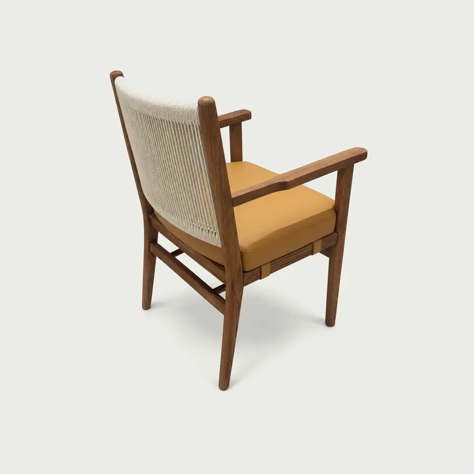 Rope-Back Tan-Seat Armchair view 2
