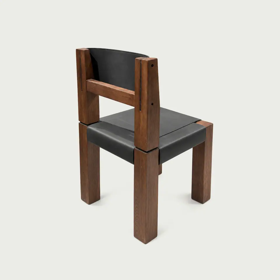 Saddle-Leather Block-Leg Chair view 2