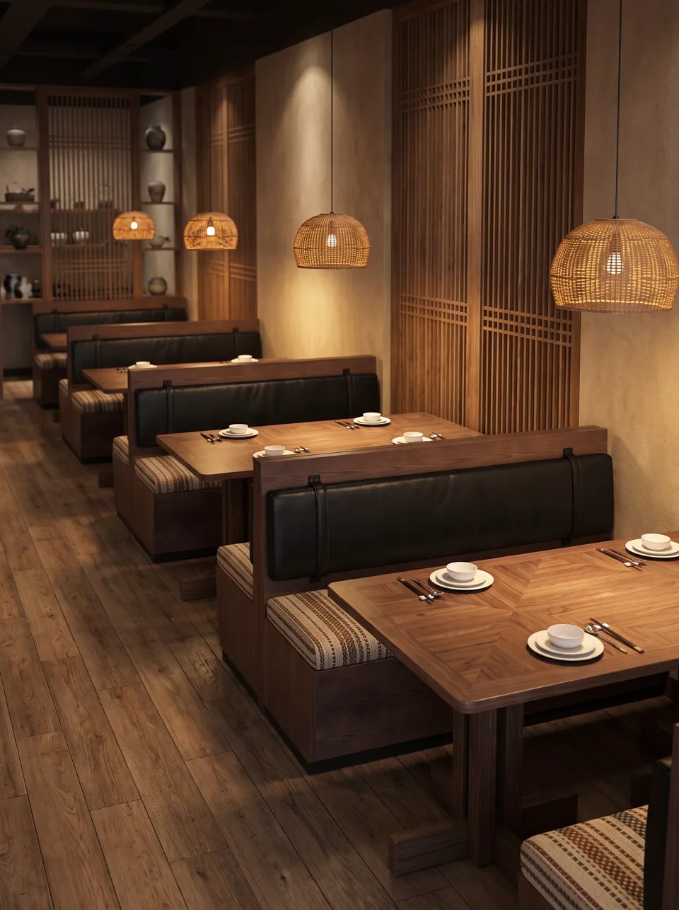 Walnut Roll-Back Booth Set